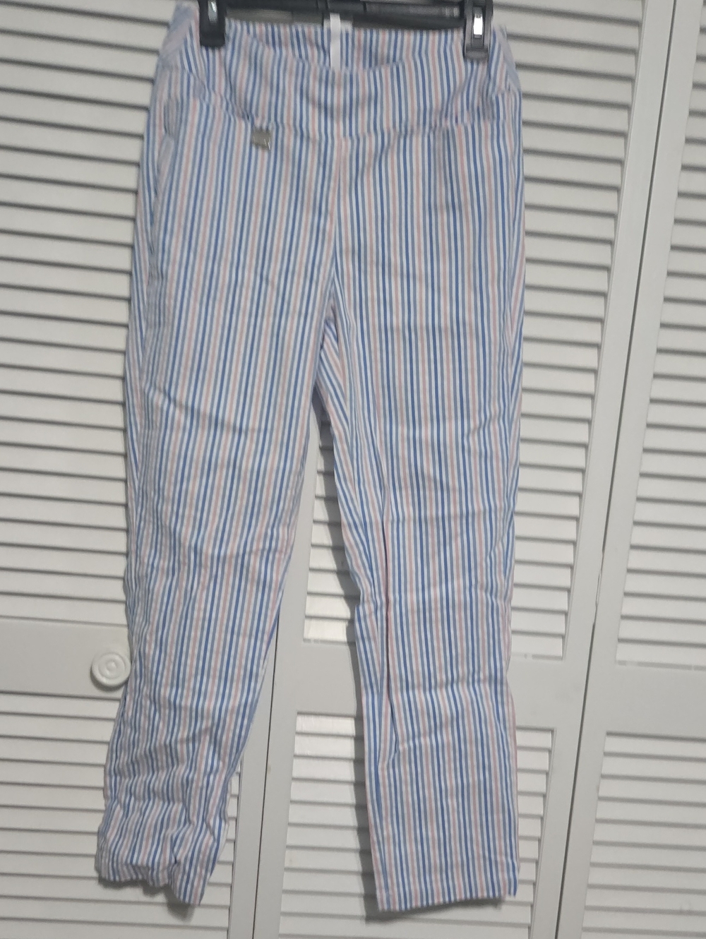 Lulu-B Blue and White Vertical Stripe Chinos